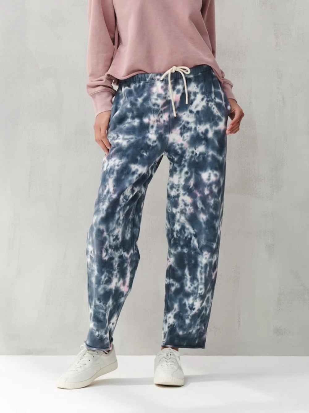 LUCKY BRAND Sueded Terry Crop Wide Leg COZY SWEATPANTS TIE DYE SIZE MEDIUM